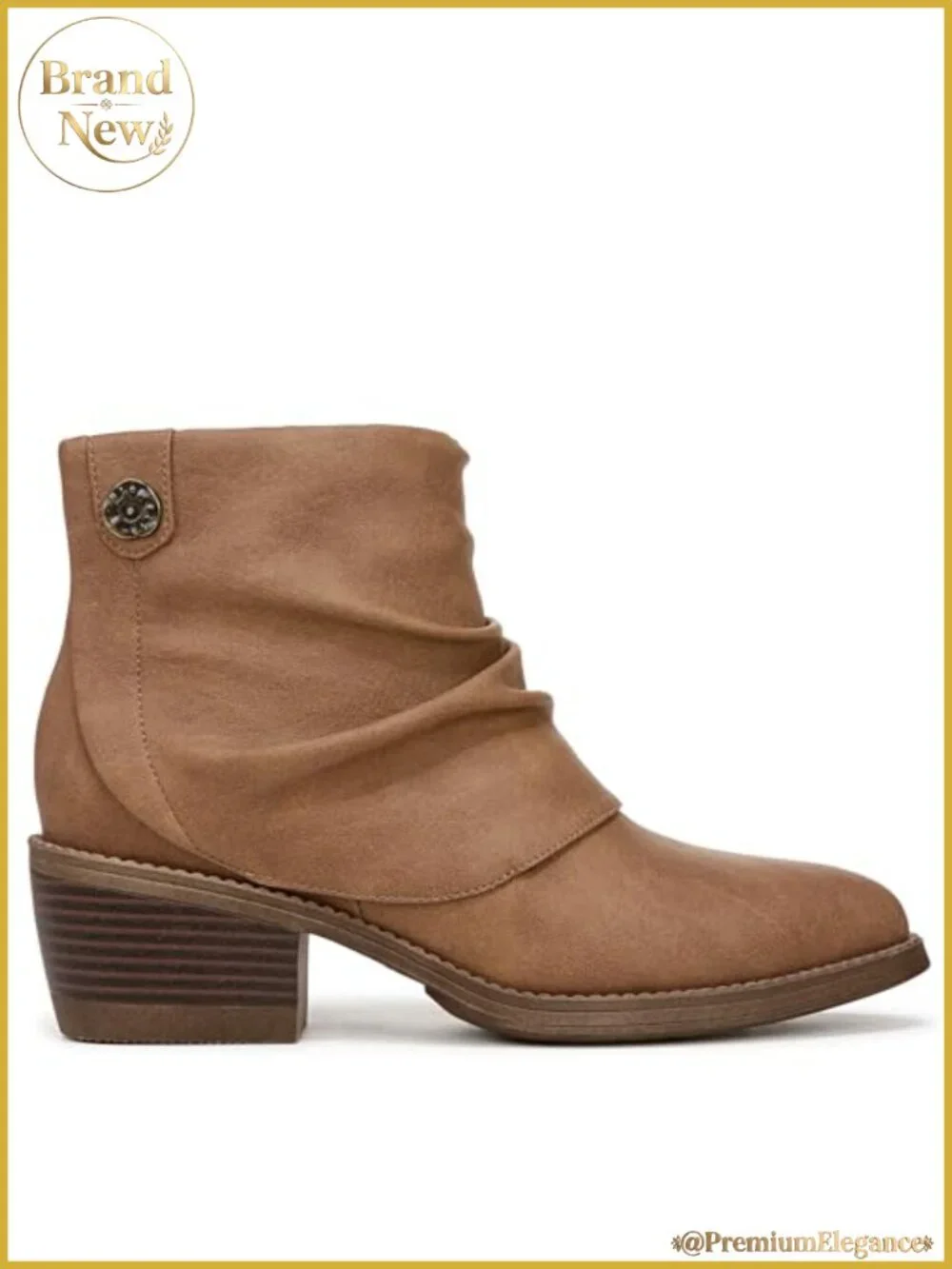 Women's Vegan Faux Leather Ankle Booties with Block Heel